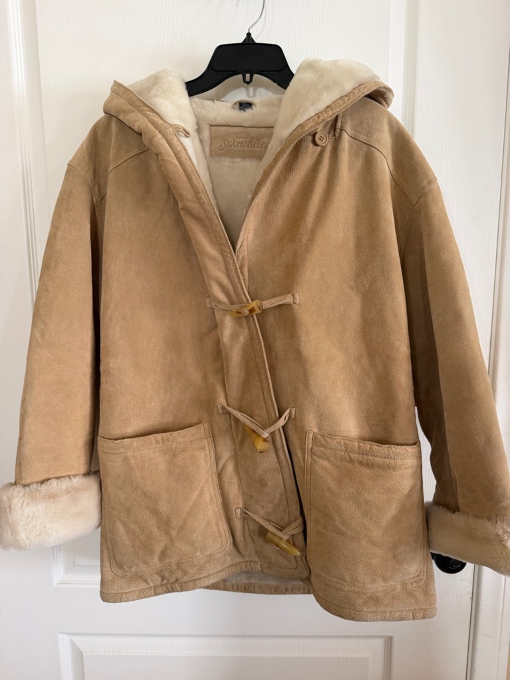 St. John's Bay Tan Suede Shearling Jacket. Size S